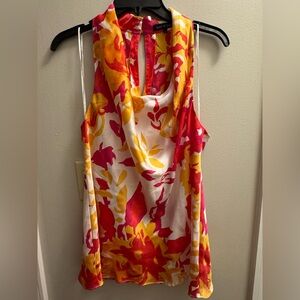 Gently worn- Red and Yellow Floral sleeveless Size Large Top